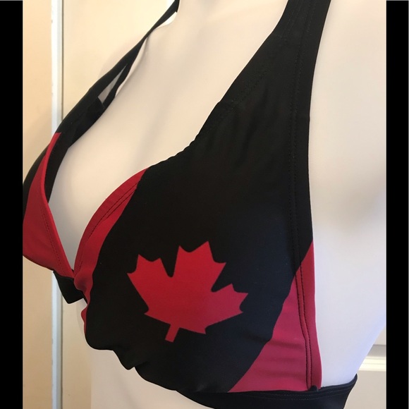 Canada Maple Leaf Bikini Black and Red Top - Picture 6 of 9